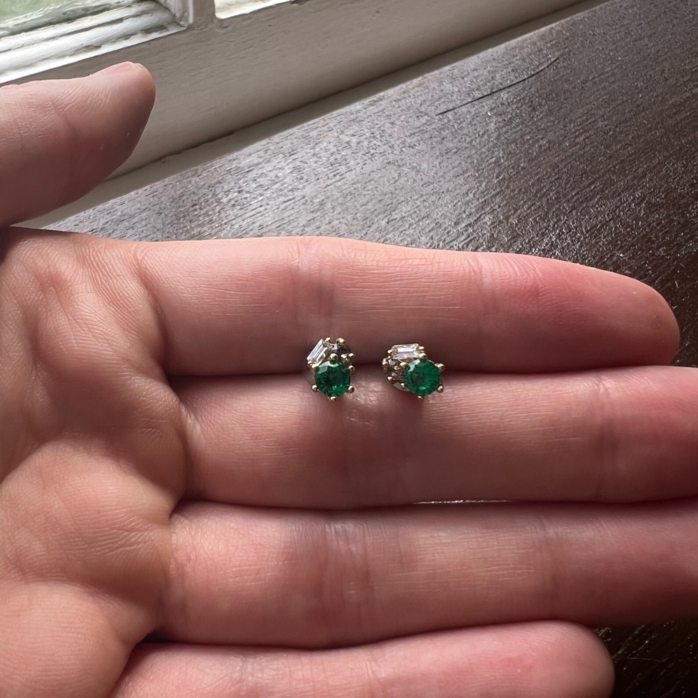 Chloe + Isabel Emerald Cluster Stud Earrings